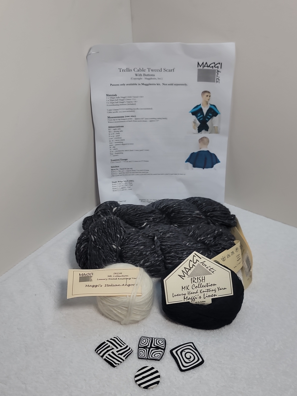 Maggi Knits Trellis Cable Tweed Scarf Knit Kit - NWT -  #35
